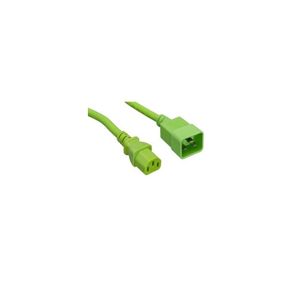 Cable Wholesale Server Power Extension Cord, Green, C20 to C13, 14AWG/3C, 15 Amp, 3 foot 10W2-04203GN - main